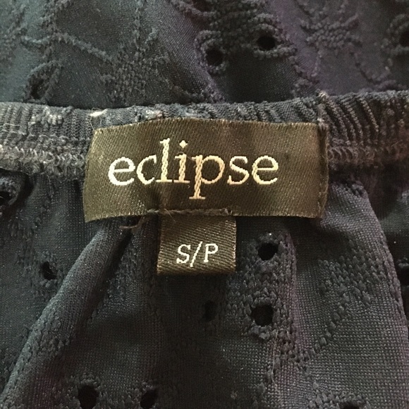 Eclipse Navy Eyelet Off-Shoulder Blouse - Picture 5 of 7